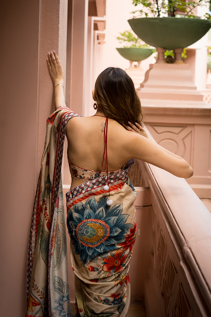 Trinetra Haldar Gummaraju in our Badami Falak Tarini Saree Set