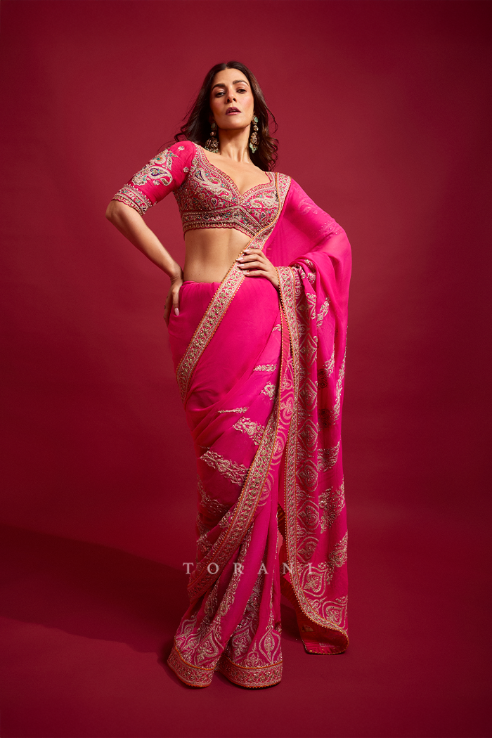 Nimrat Kaur in our Padma Chitra Shrimati Saree Set