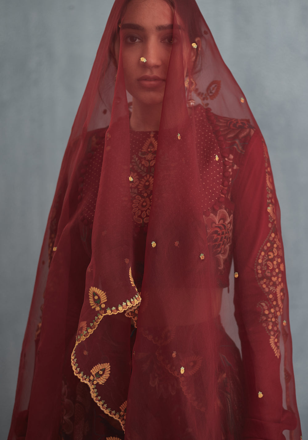 Sanobar Bindu Aari Waraq Lehenga Set