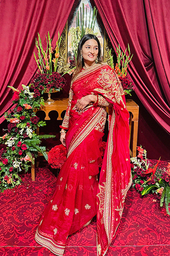 SHIVANI KARWA IN OUR SINDOORI TAASHI OJASVI SAREE SET Torani India