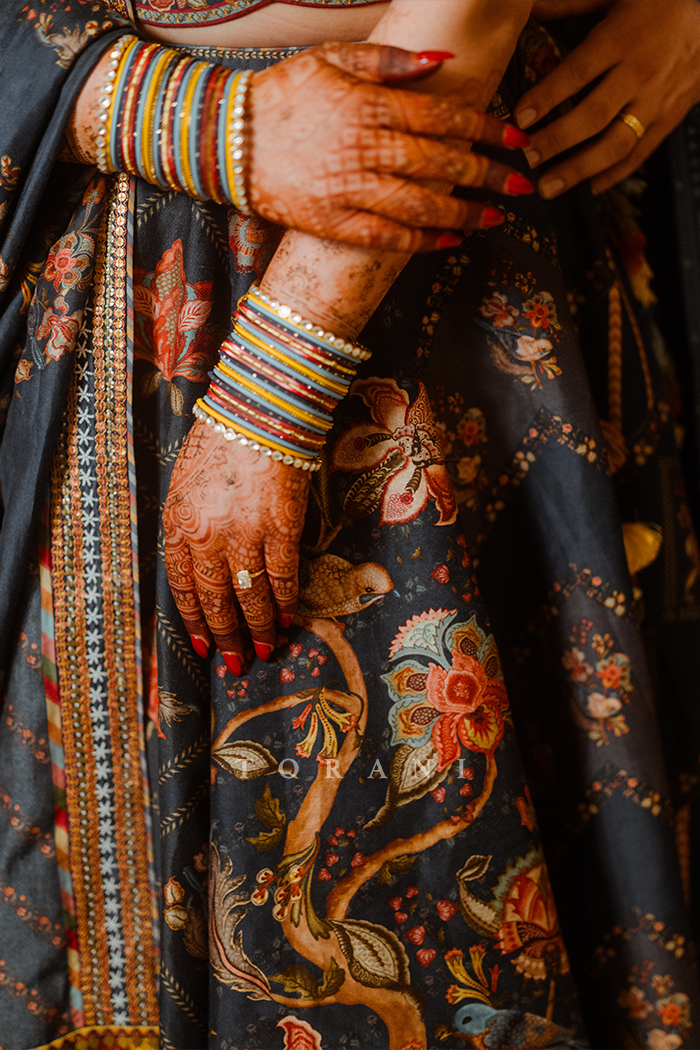 Amrit Gill in our Custom Neelam Multikali Nandini Lehenga Set
