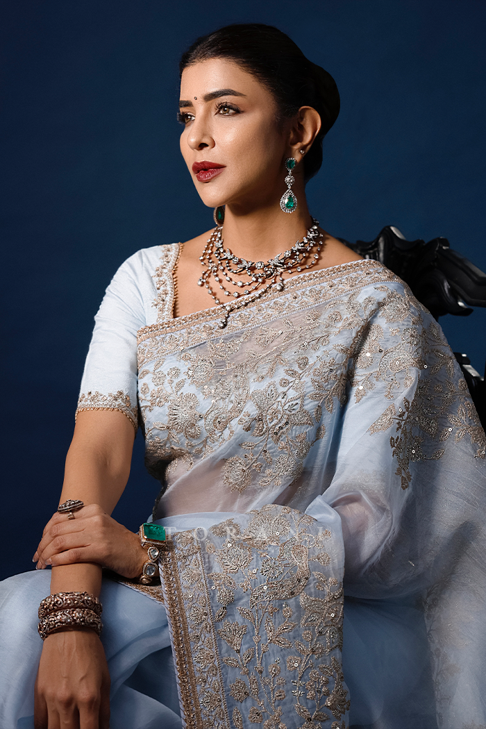 Lakshmi Manchu In Our Gul-Nilofer Yashoda Yuvani Saree Set