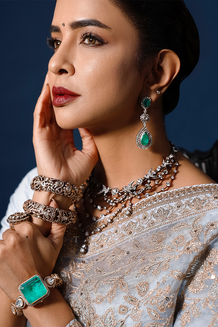 Lakshmi Manchu In Our Gul-Nilofer Yashoda Yuvani Saree Set