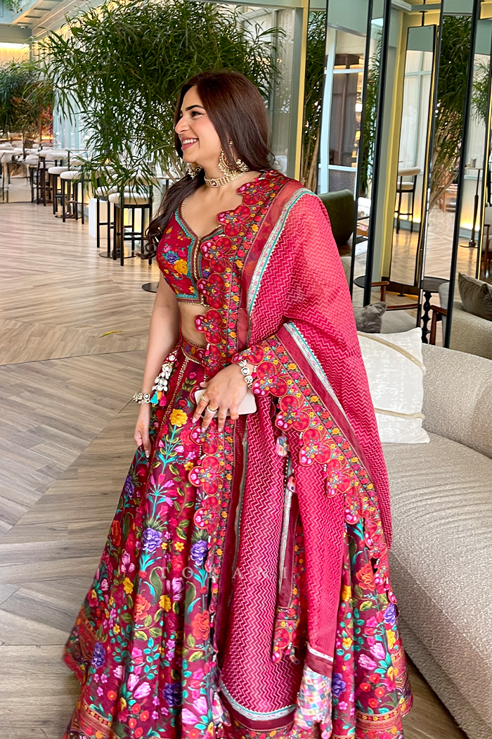 Anahita Ghai in our Dil Surkh Eedha Lehenga Set