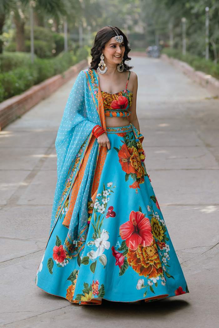 Shambhavi Dutta in our Custom Firoza Abani Lehenga Set