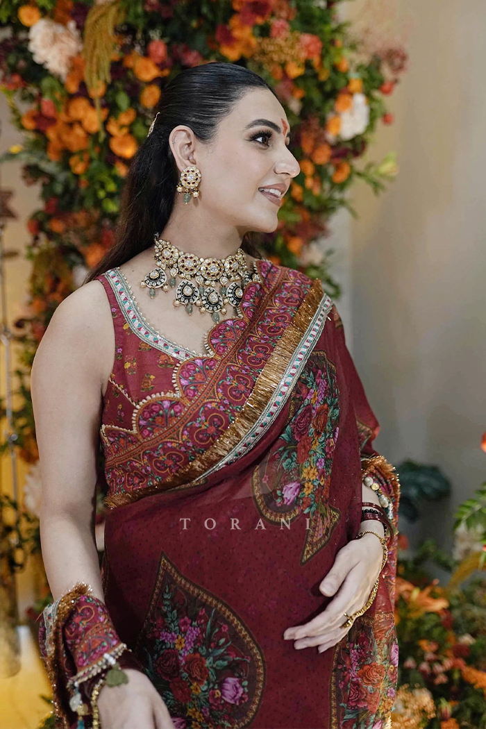 Rubal Wadhwa in our Dil Surkh Fareena Saree Set