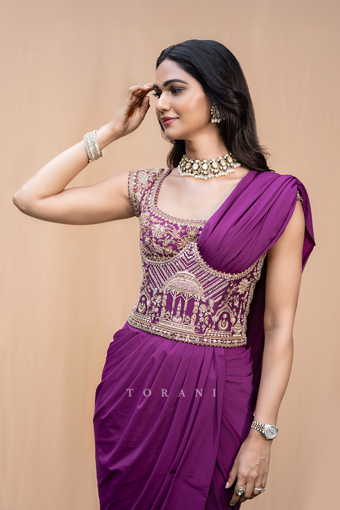 Sneha Reddy in our Banafsha Pranitha Saree Set