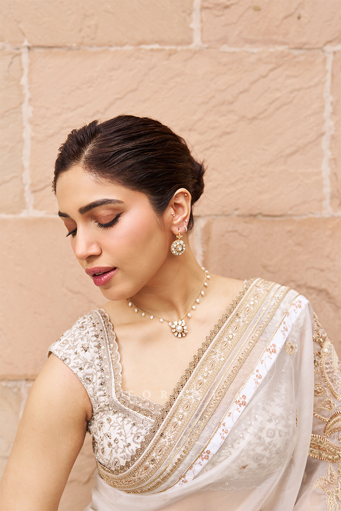 Bhumi Pednekar in our Maahe Taashi Nyra Saree Set