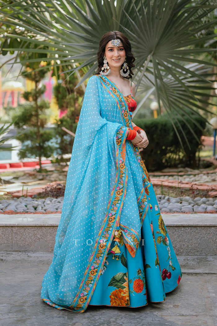 Shambhavi Dutta in our Custom Firoza Abani Lehenga Set