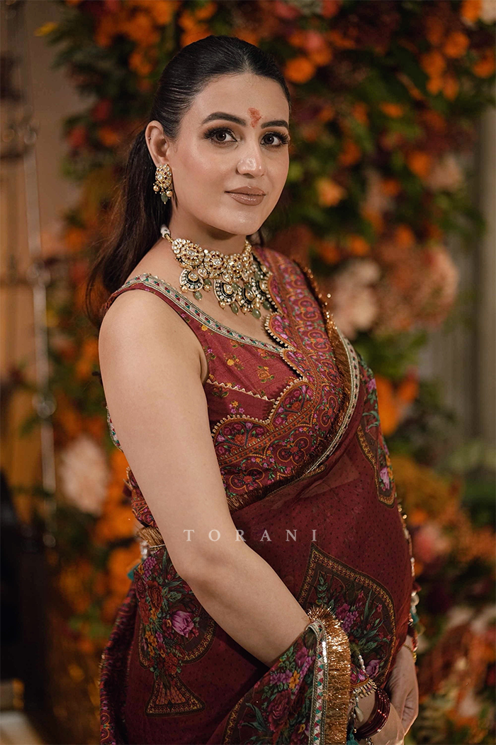 Rubal Wadhwa in our Dil Surkh Fareena Saree Set