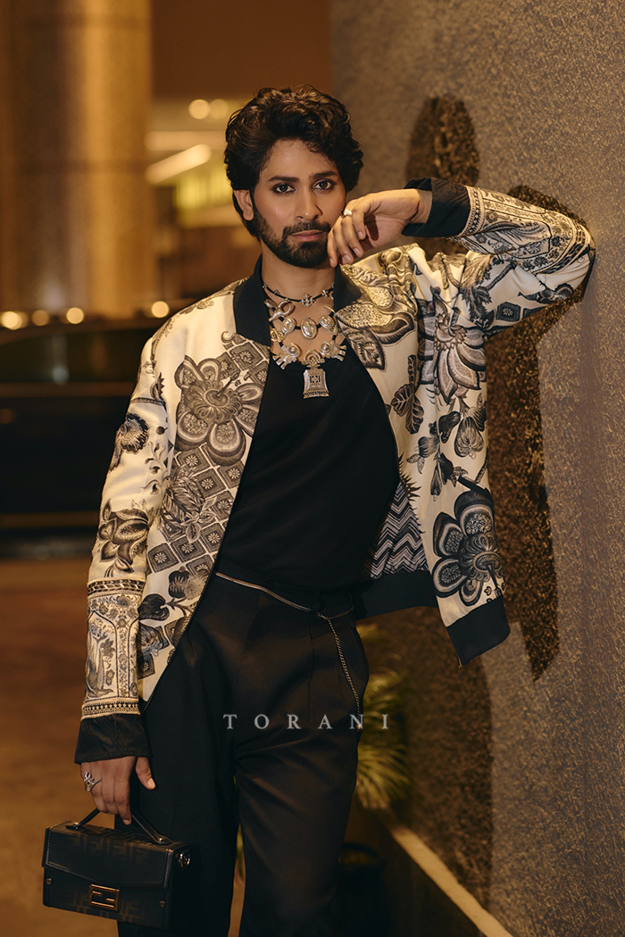 Ankush Bahuguna in our Kalamkari Darshit Bomber Jacket
