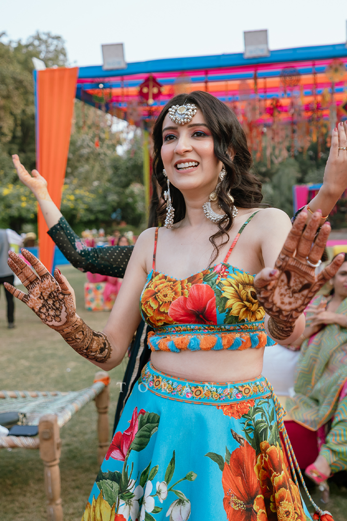 Shambhavi Dutta in our Custom Firoza Abani Lehenga Set