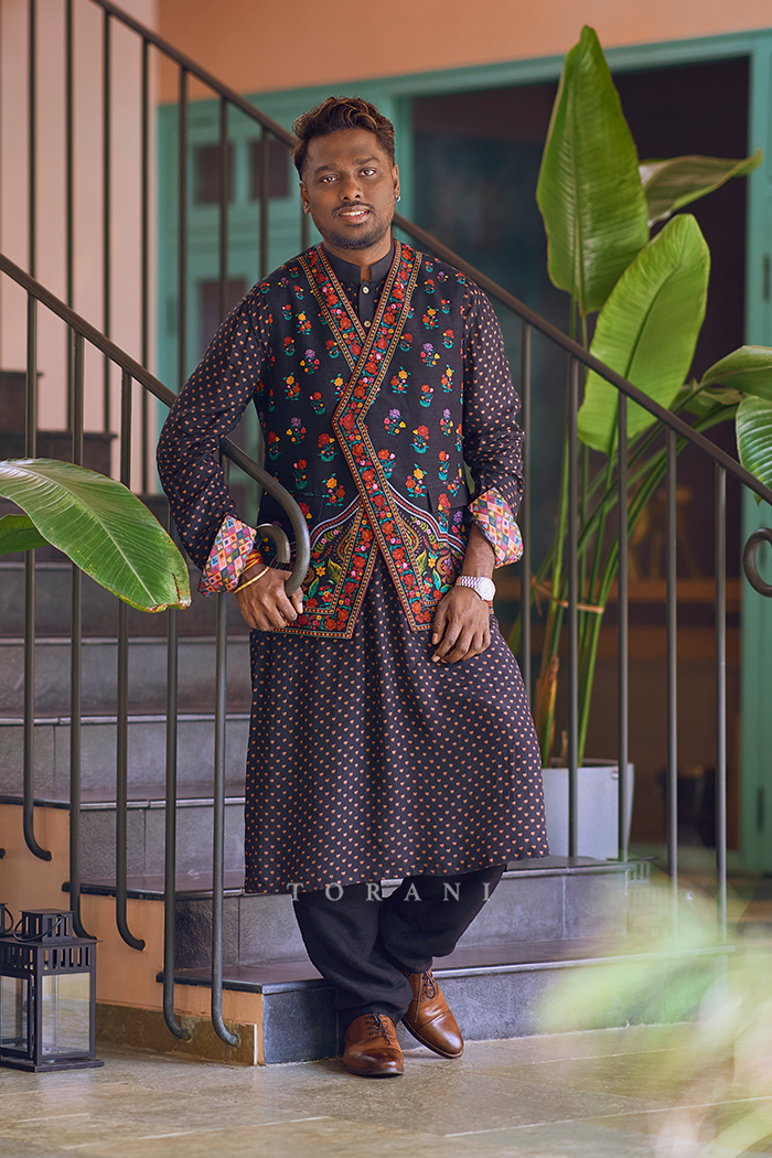 Atlee and Priya in our Laalima Raasya Abhisarika Lehenga Set and Dil Shaad Faris Bandi Set
