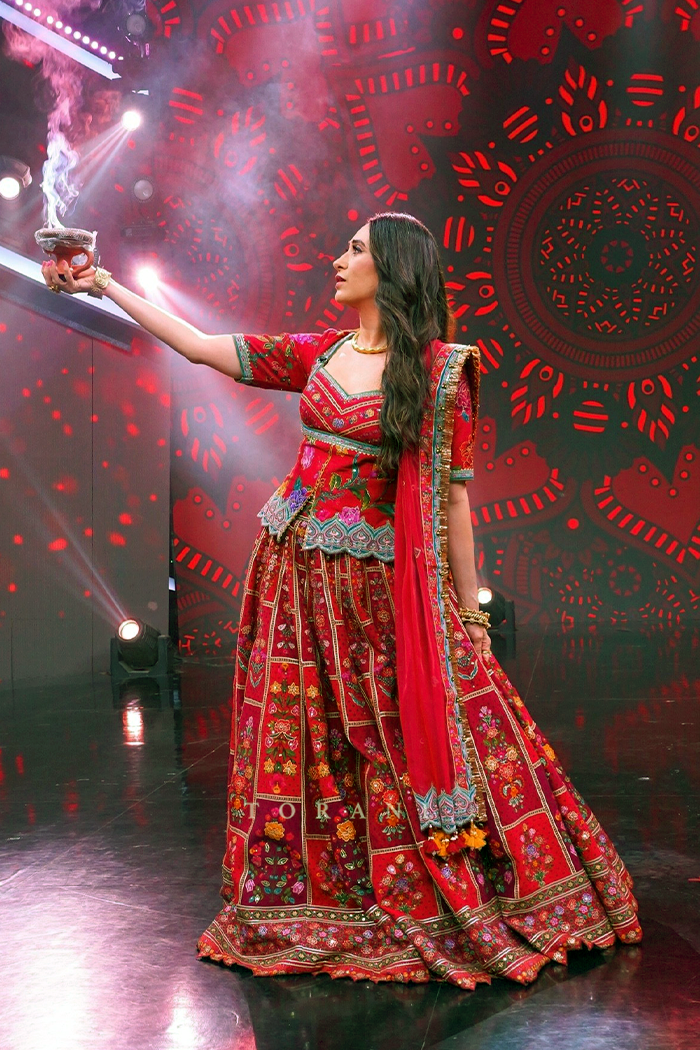 Karisma Kapoor in our Dil Surkh Avora Lehenga Set