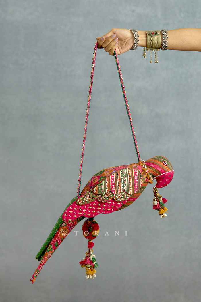 Rangraaga Patola Parrot Potli Bag