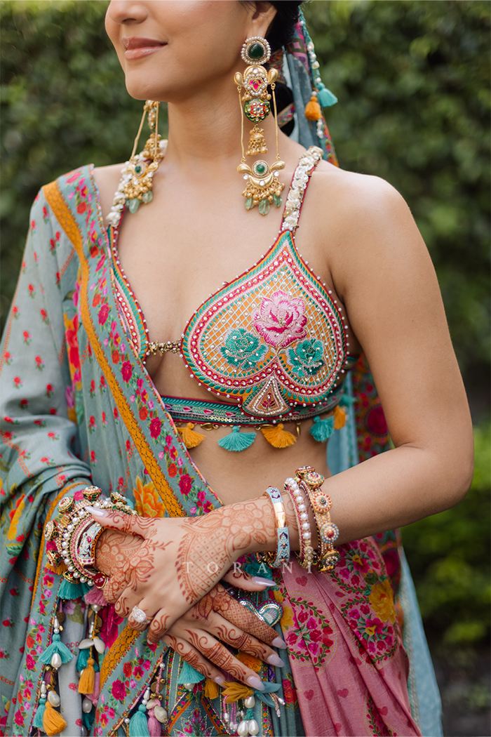 Disha & Parthban in our Dil Nawaz Azmat Lehenga Set and Dil Kusha Arham Jacket Set