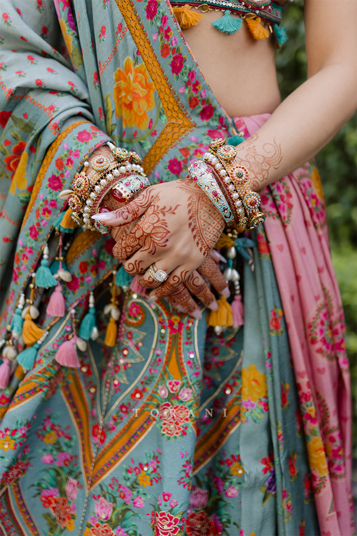 Disha & Parthban in our Dil Nawaz Azmat Lehenga Set and Dil Kusha Arham Jacket Set