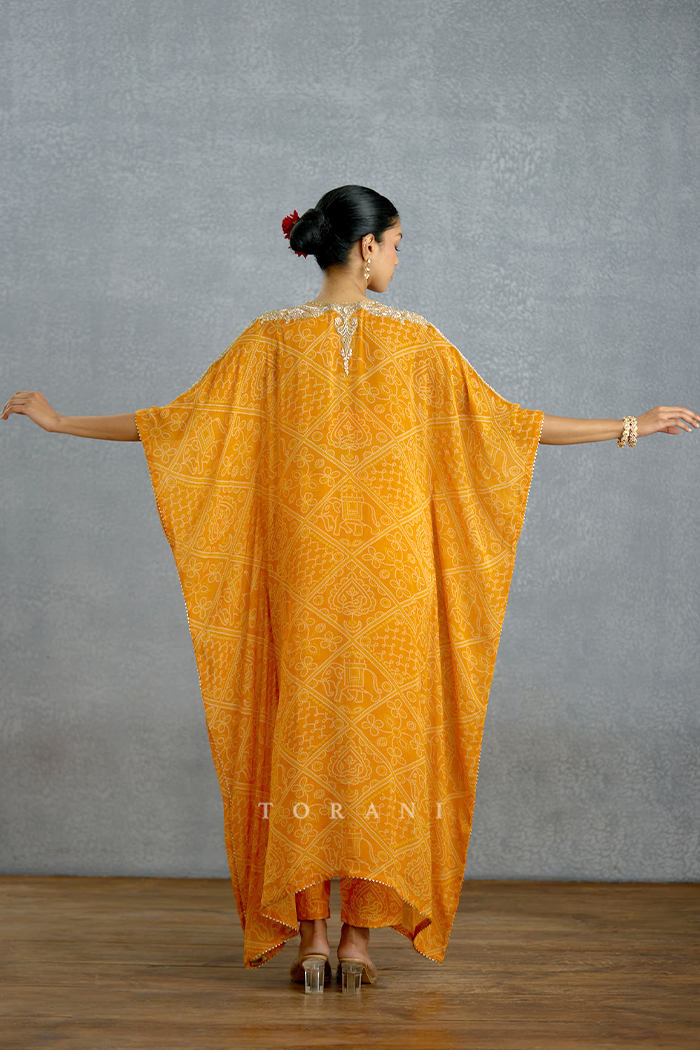 Aftabiya Zard Kaftan Set