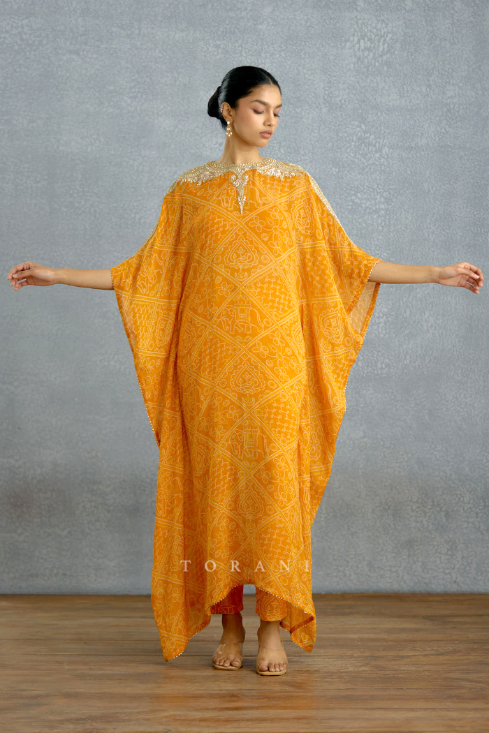 Aftabiya Zard Kaftan Set
