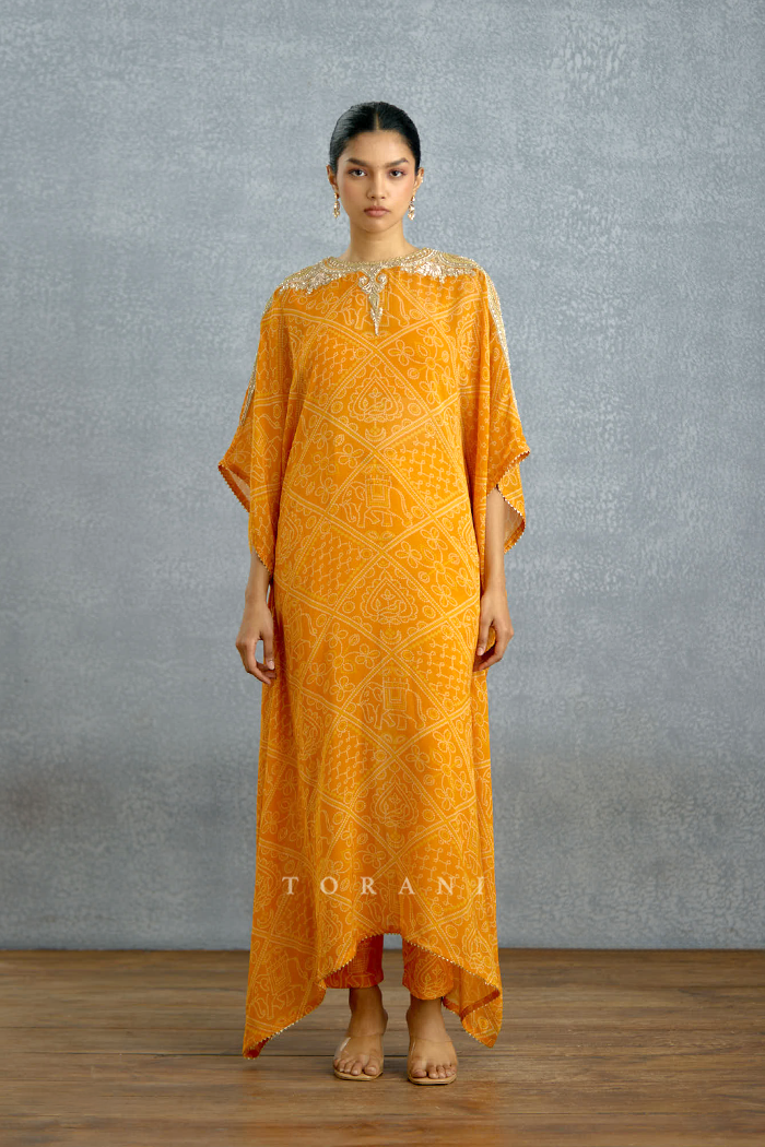 Aftabiya Zard Kaftan Set