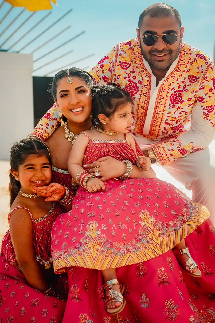Sonam and Kids in our Custom Lehenga Set