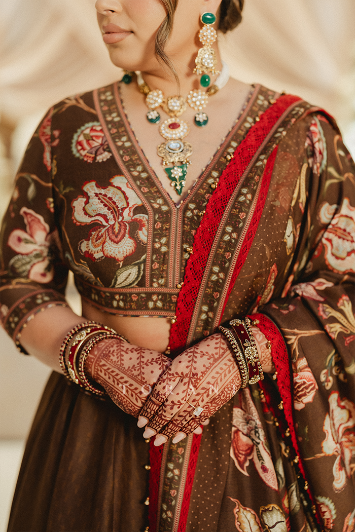 Kajal Dhudwal in our Custom Nisha Padmini Lehenga Set