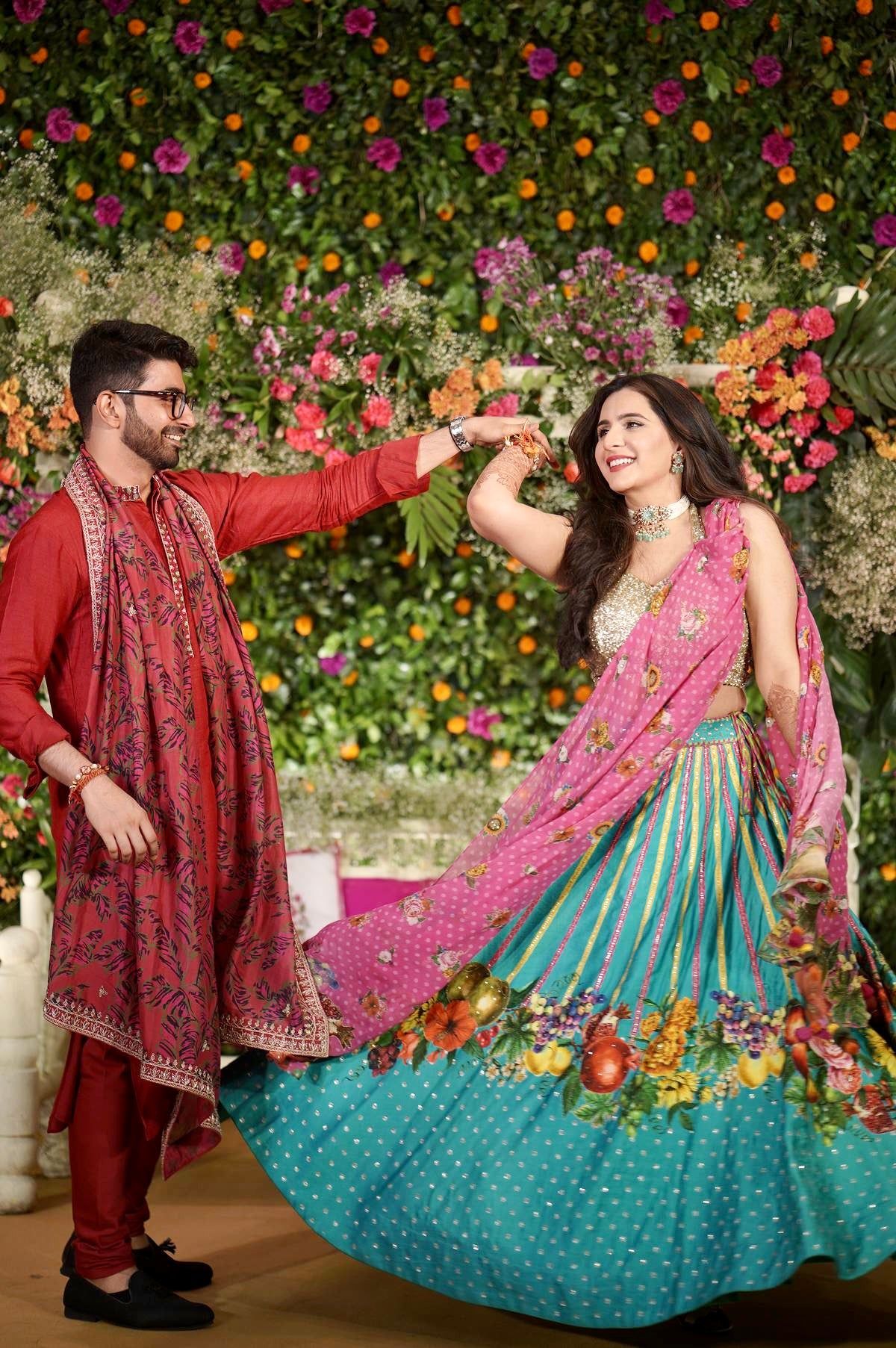 Shikha Bahal in our Firoza Guncha Lehenga Set