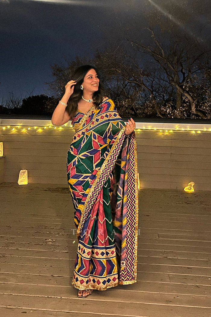 Juhi Tahiliani in our Satrangi Shamiyana Saree Set