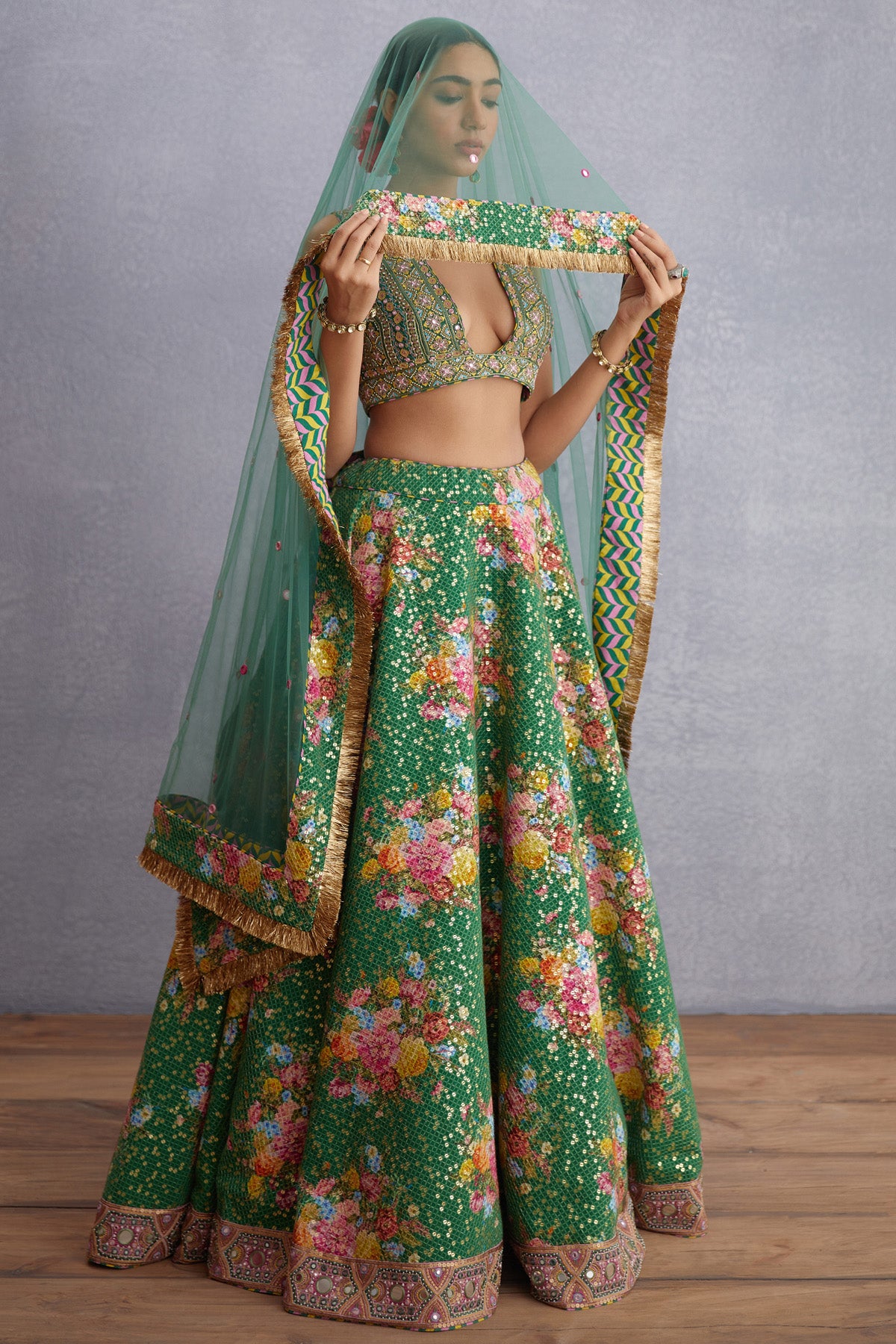 Shrishti Shrivastava in our Panna Aastika Zubaida Lehenga Set