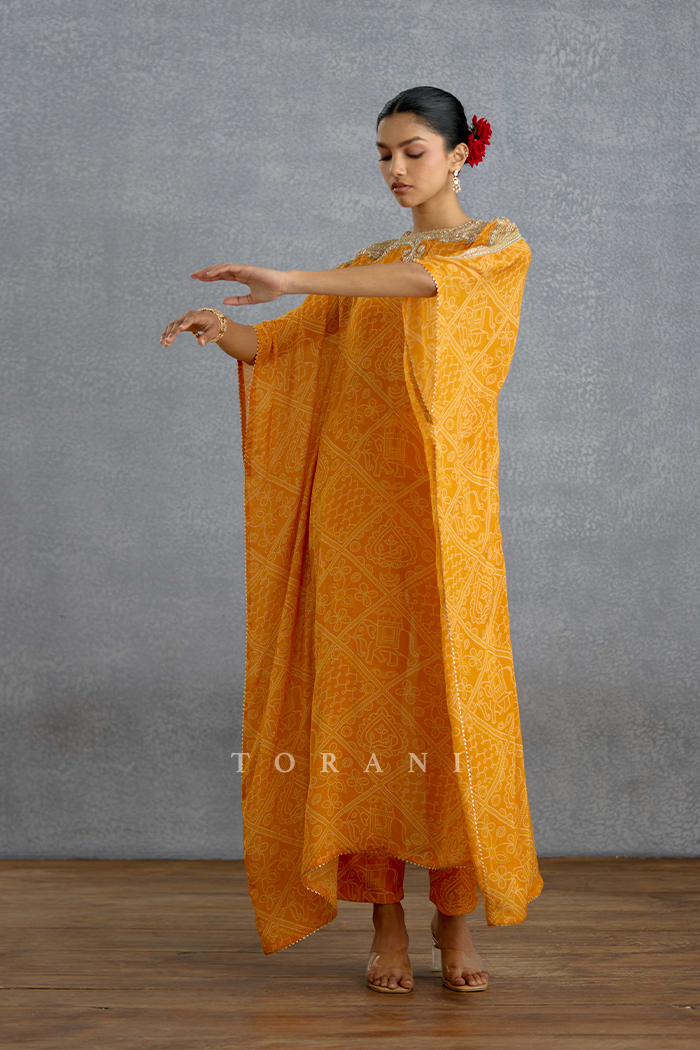 Aftabiya Zard Kaftan Set