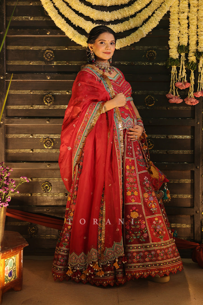 Urvashi Patel in our Dil Surkh Avora Lehenga Set