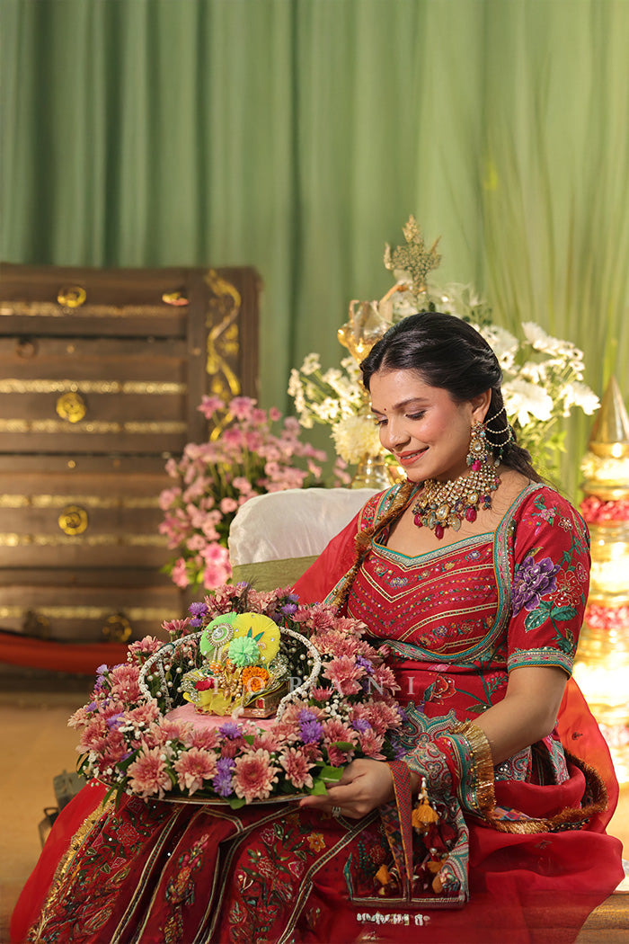 Urvashi Patel in our Dil Surkh Avora Lehenga Set