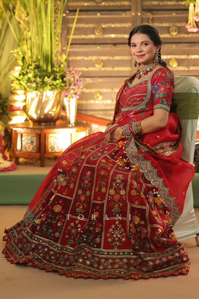 Urvashi Patel in our Dil Surkh Avora Lehenga Set