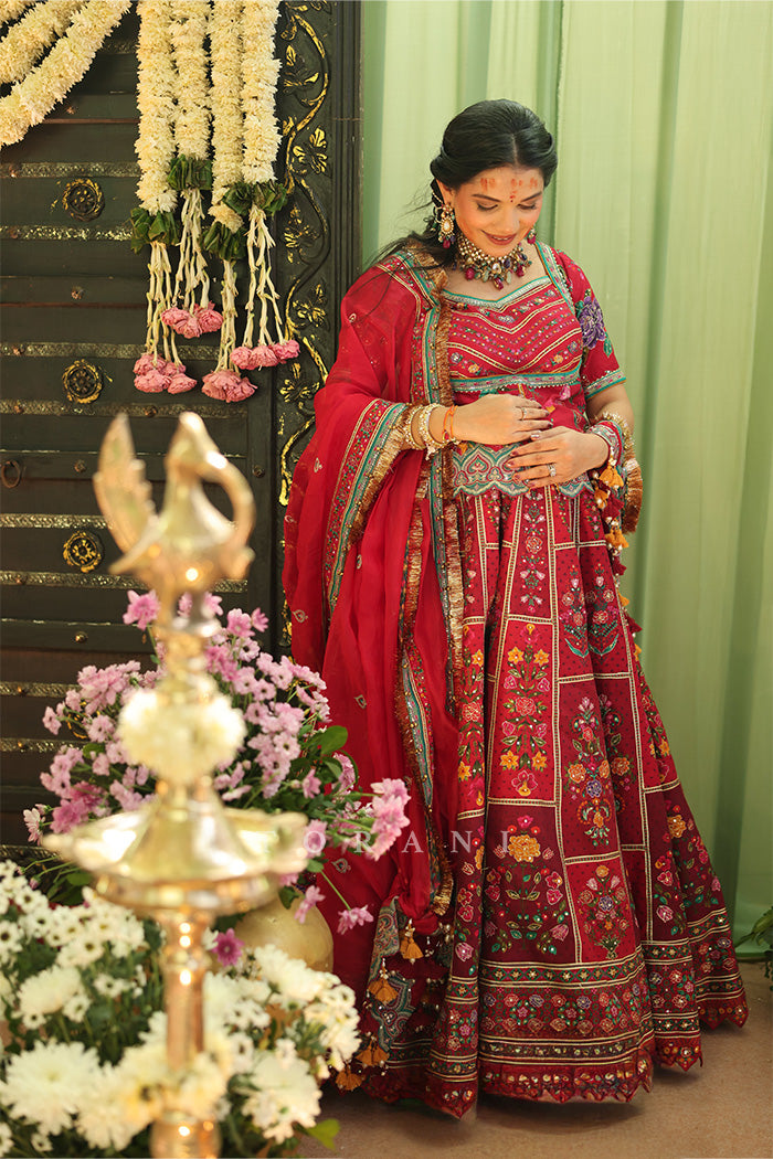 Urvashi Patel in our Dil Surkh Avora Lehenga Set