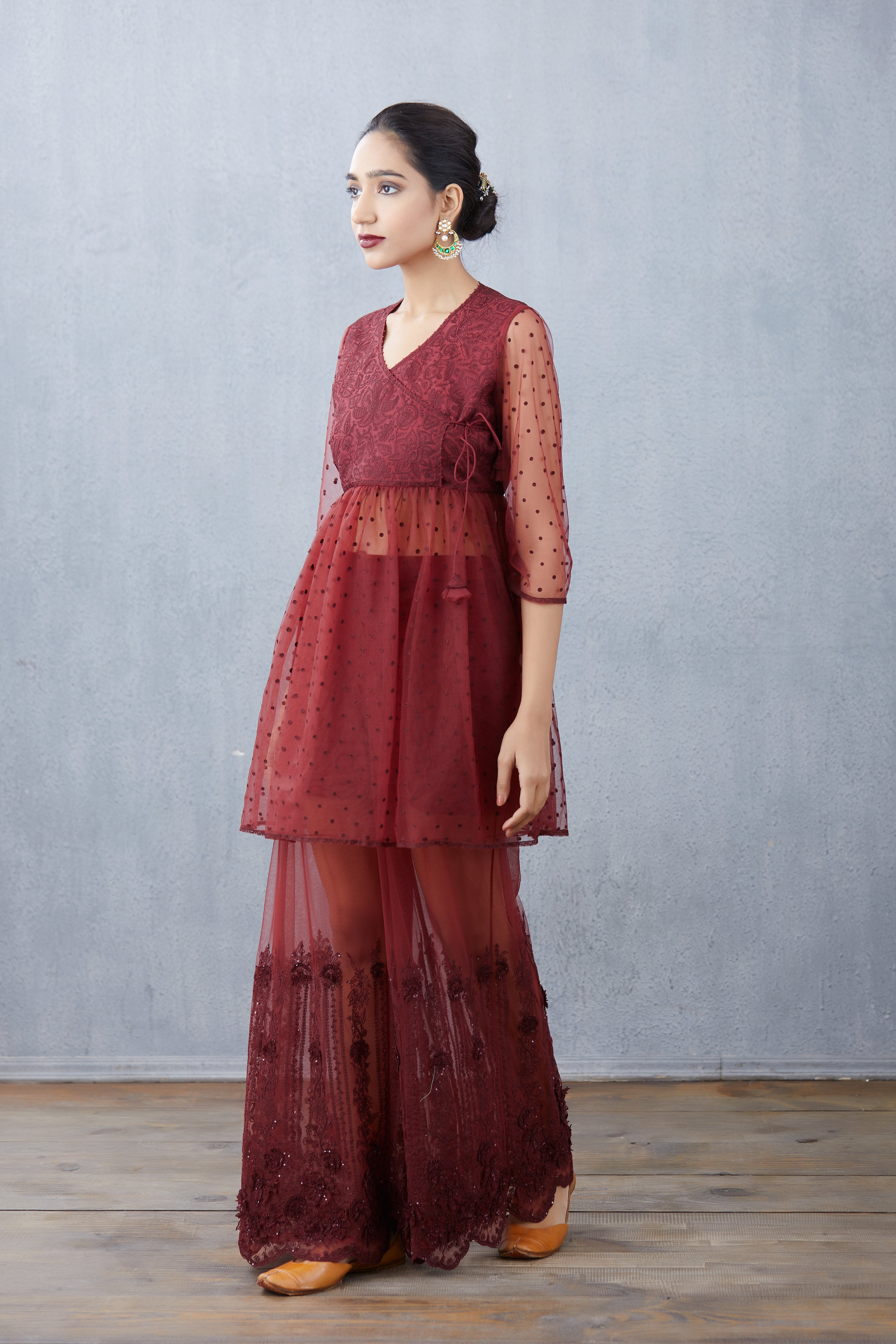 Mahogany Pravya Sharara set