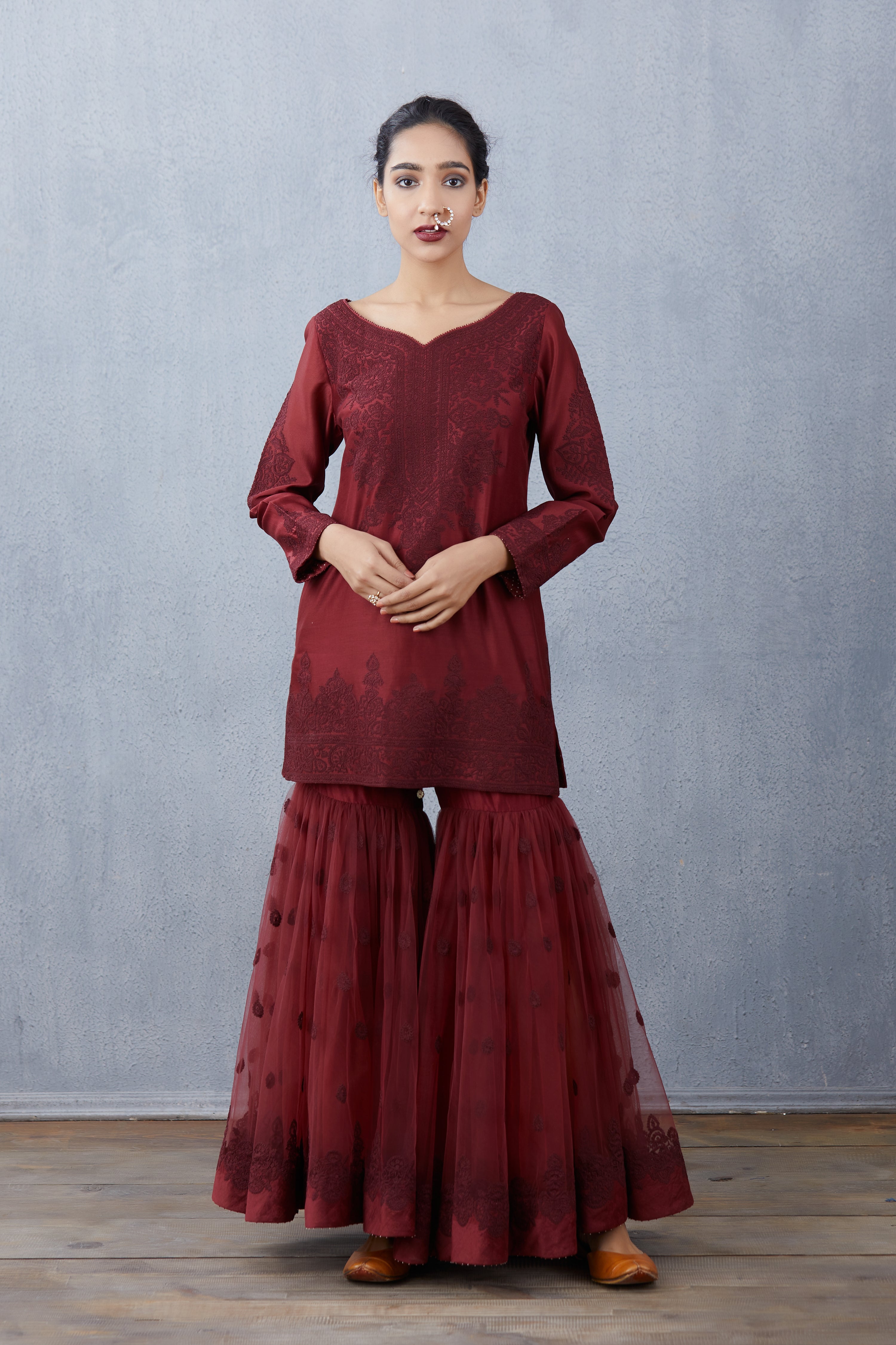 Mahogany Vedika Sharara Set