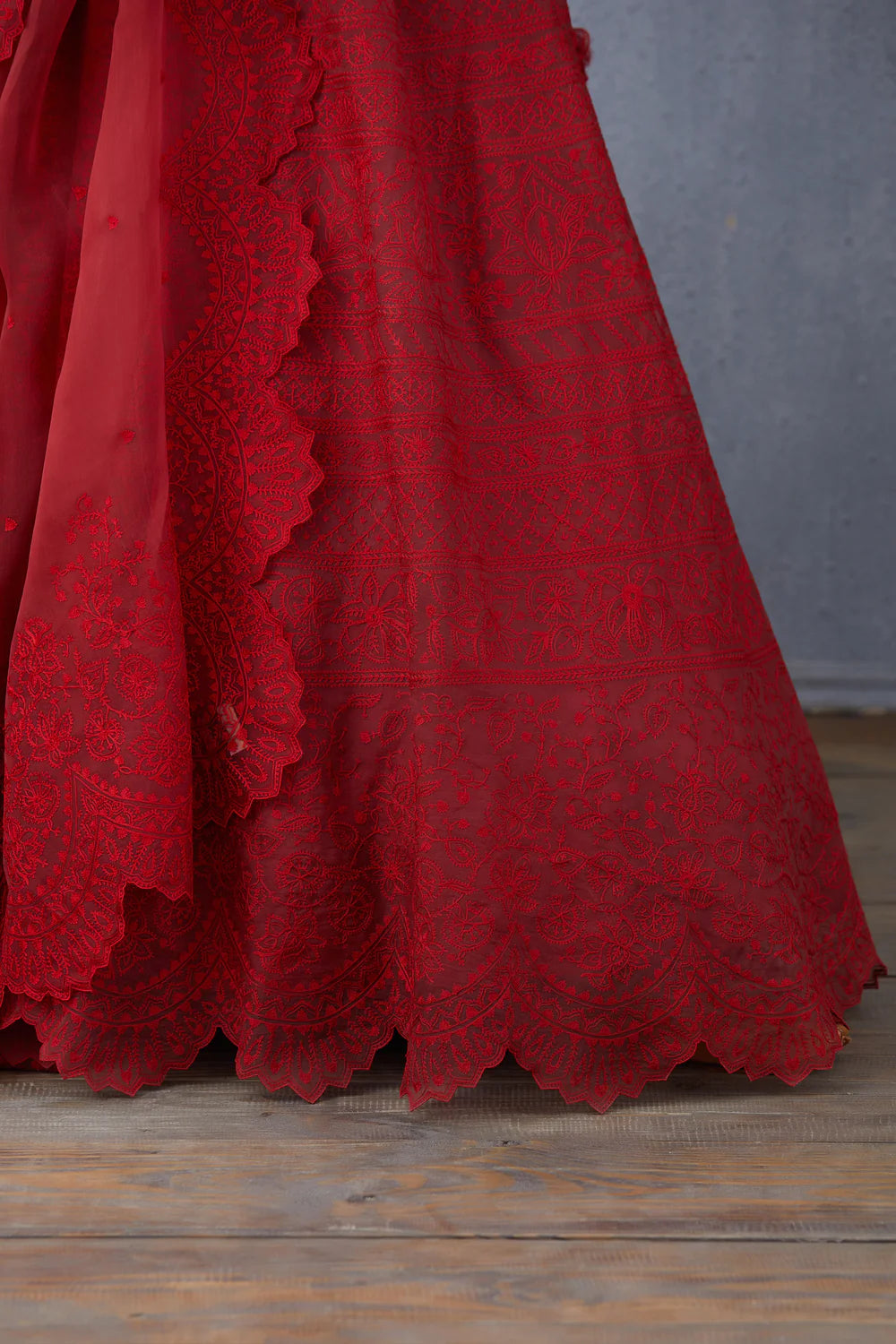 Nicole Mehta In Our Surkh Advaita Lehenga Set