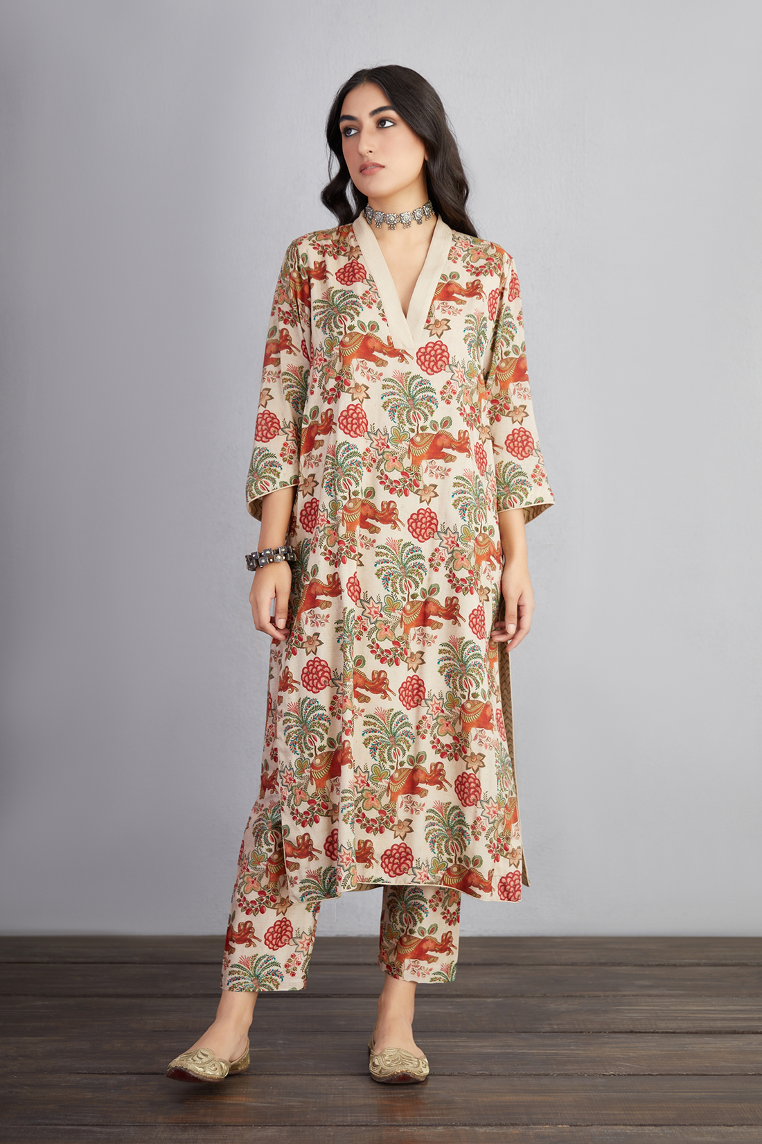 Airawata Ecru Barkha Co-ord Set