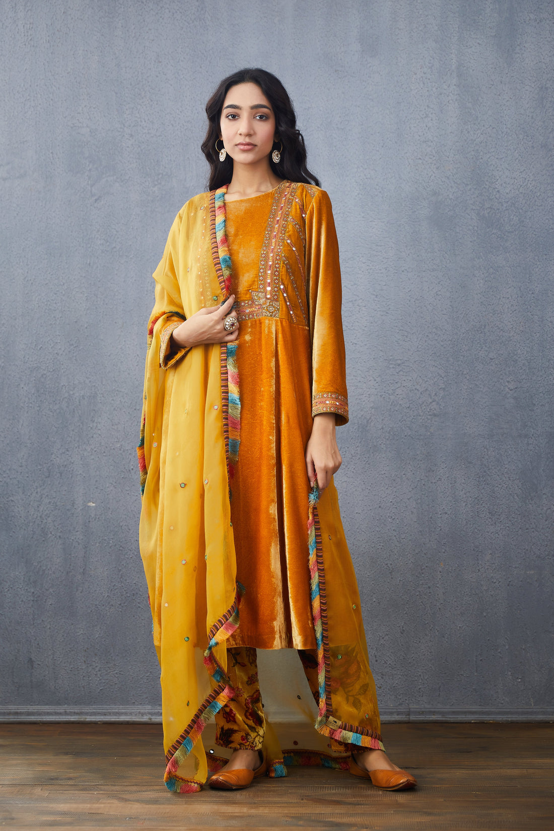 Mustard KURTA SET with straight pants
