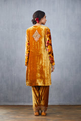 Mustard KURTA SET with straight pants with Hand Embroidery