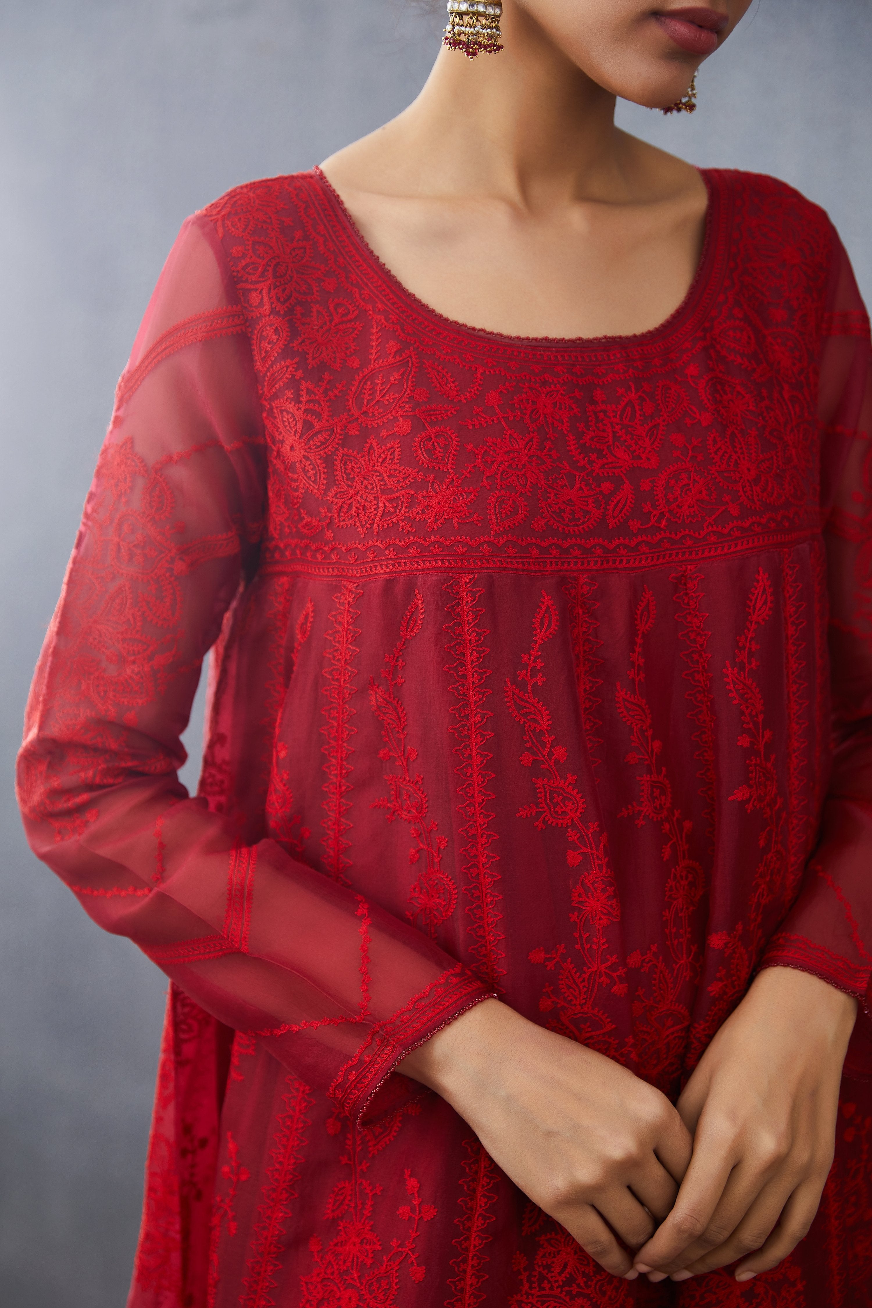 Surkh Sutlej Anarkali Set