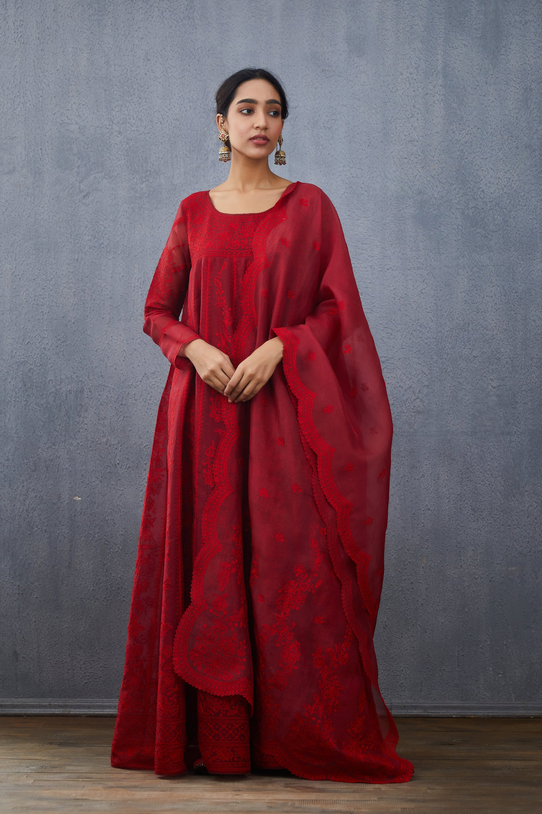 Surkh Sutlej Anarkali Set