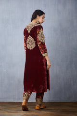 Heavy embroidered Silk velvet kurta with Payjama