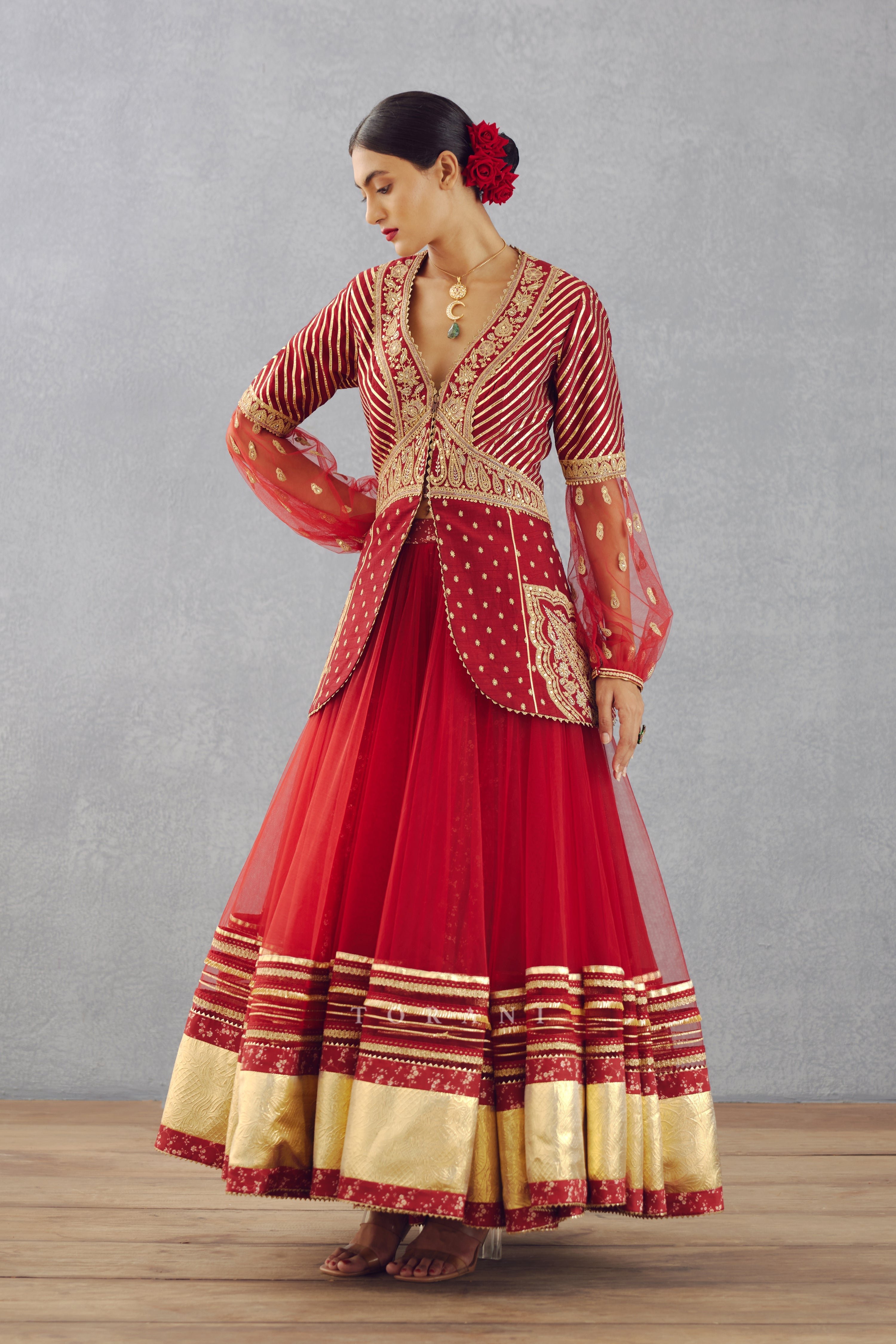 SALE - Sindoori Jhilmil Sharara Set