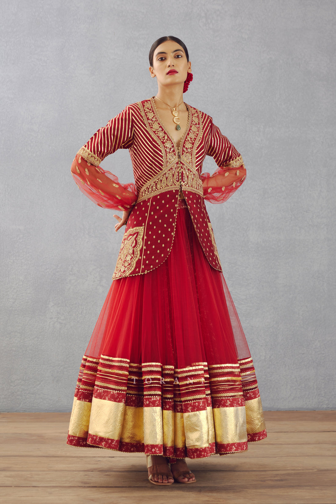 SALE - Sindoori Jhilmil Sharara Set