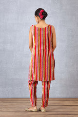 Striped Printed Slip & Pants In Silk Velvet