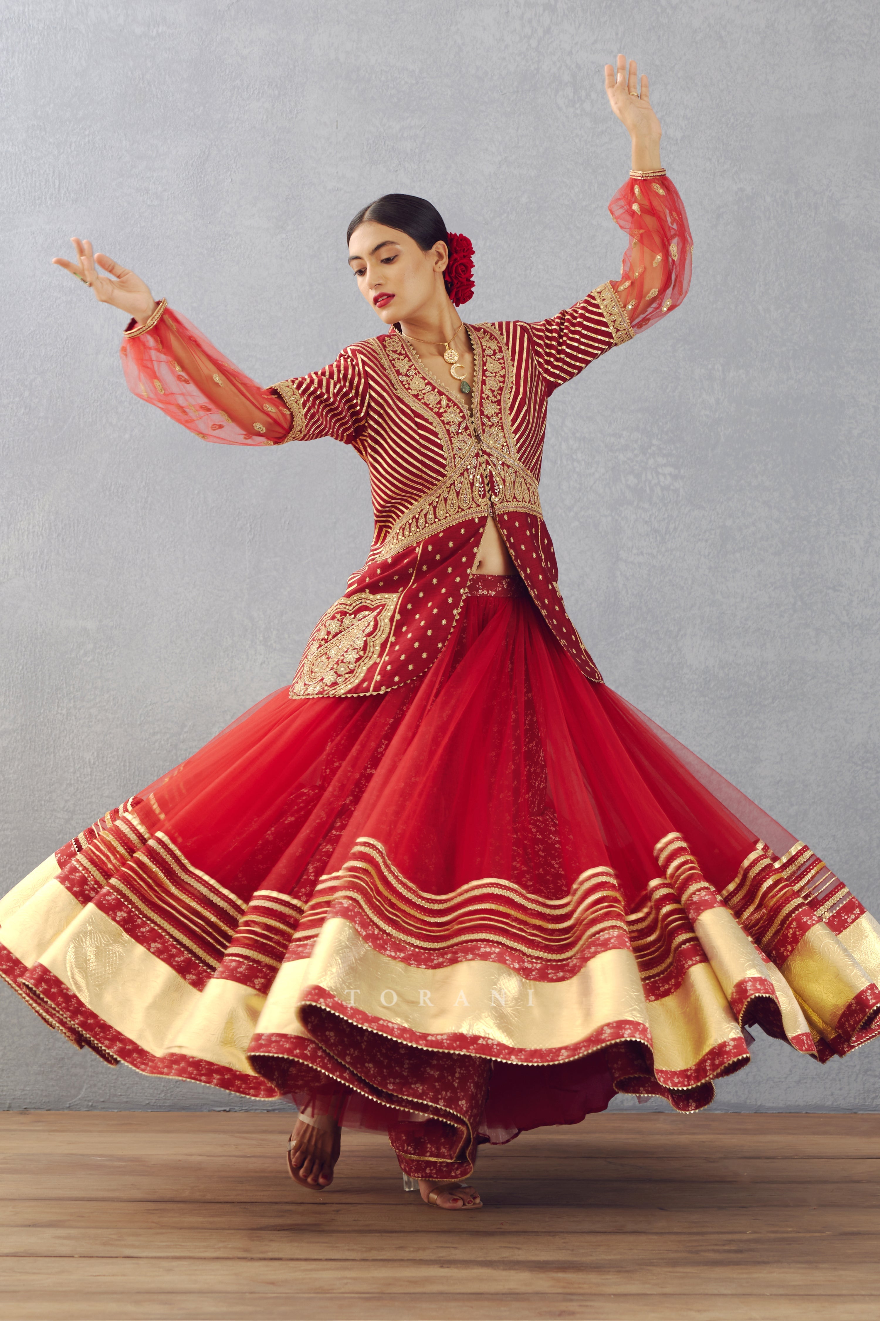 SALE - Sindoori Jhilmil Sharara Set