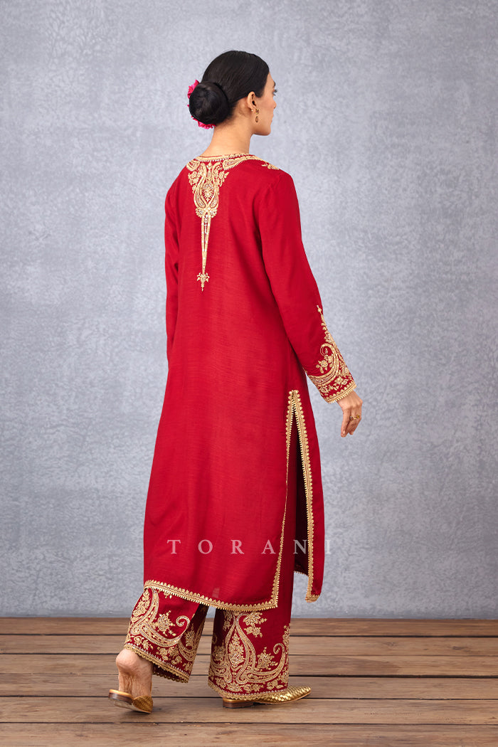 Wedding wear Red Embroidered Kurta Set