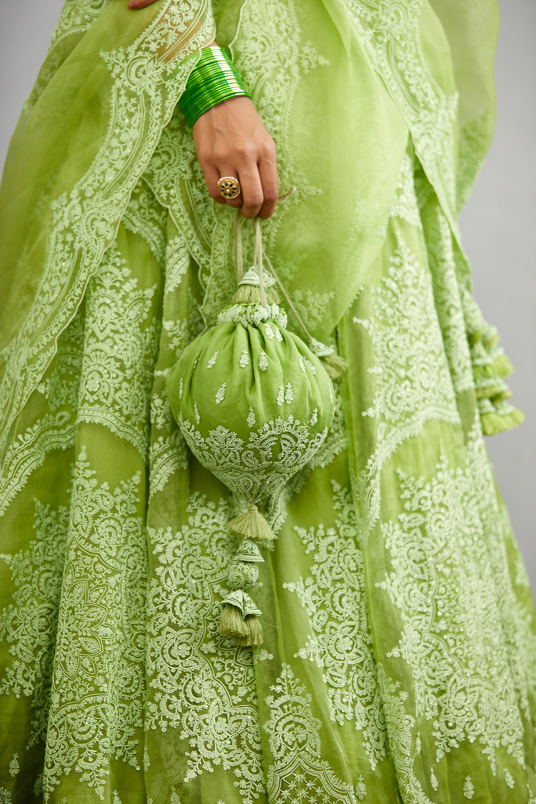 Luxury potli bags in Organza with hand embroidery