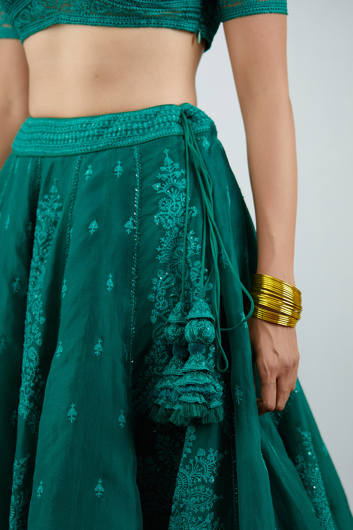 Sabz Mehreen Passa Lehenga Set